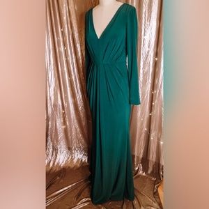 Emerald green old Hollywood glamor Eliza J gown